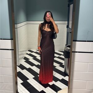 Elegant Black and Red Maxi Dress